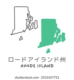 Mapa simples do estado americano de Rhode Island tradução da ilustração: Rhode Island