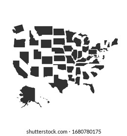 Simple map of the usa bith brake down states as puzzle . Stock Vector illustration isolated on white background.