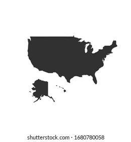 Simple map of the usa. Stock Vector illustration isolated on white background.
