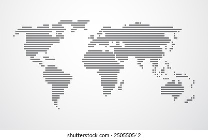simple map of the world made up of black stripes on a light background