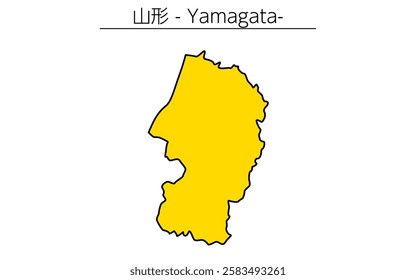 Simple map of Yamagata prefecture, Japan Region, Vector Illustration