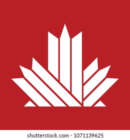 A simple maple leaf icon created out of geometric shapes in vector format