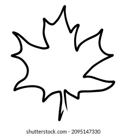 Simple maple leaf logo in continious line art style  Minimalist black line sketch isolated white background Vector illustration