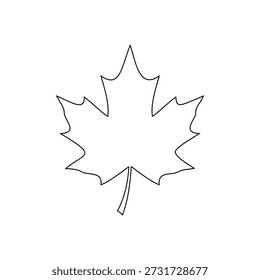 Simple maple leaf outline icon vector flat illustration design.
