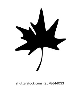 Simple maple leaf silhouette icon isolated on white background.