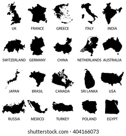 simple maps of different country collection eps10