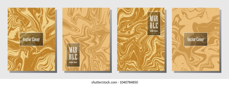 Simple marble pattern binder cover layout, journal design template vector set. Marble backdrop for binder design, journal layout template, brochure cover. Retro vector graphics.