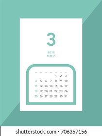 Simple March 2018 calendar. Week starts from Sunday.