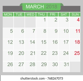 Simple March 2018 planner.