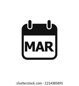 Simple March calendar icon, notification, alert, popup, planner, vector illustration