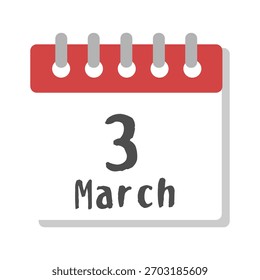 Material de ilustración de calendario de marzo simple