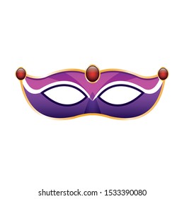 simple Mardi gras mask icon over white background, colorful design. vector illustration