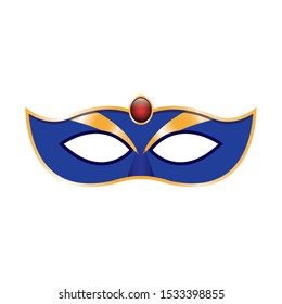 simple Mardi gras mask icon over white background, colorful design. vector illustration
