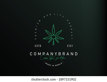 Diseño del logo de la hoja de marihuana simple. Ilustración vectorial del Abstract diseño simple de monolina de marihuana. Plantilla de icono de línea vectorial de diseño de logotipo de vintage