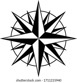Simple Marine compass rosewind vector icon