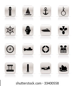 Simple Marine, Sailing and Sea Icons - Vector Icon Set