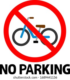 Simple mark of no parking the bicycle