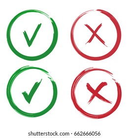 Simple marks graphic design. symbols YES and NO button for vote, decision, web. Vector illustration