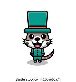 Simple Mascot Design Cat with a hat