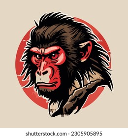 simple mascot illustration for japanese style baboon vector art