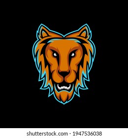Simple mascot lion face design. Abstract emblem, design concept, logo, logotype element