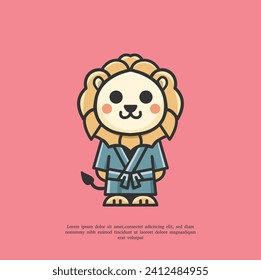simple mascot lion japanese logo illustration