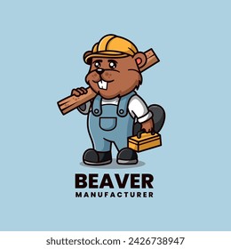 simple mascot logo beaver character design