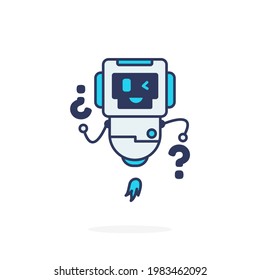 Simple mascot logo cute character illustration robot blue smile happy