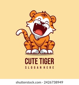 simple mascot logo cute tiger character design