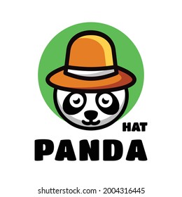 Simple Mascot Logo Design Panda wearing a hat. Abstract, emblem, design, concept, logo, logotype, element
