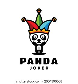 Simple Mascot Logo Design Panda Joker. Abstract, emblem, design, concept, logo, logotype, element