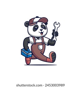 Einfaches Maskottchen-Logo-Fett-Panda-Charakter-Design
