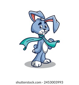 Einfaches Maskottchen-Logo-Fett-Kaninchen-Charakter-Design
