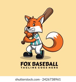 simple mascot logo fox baseball character design