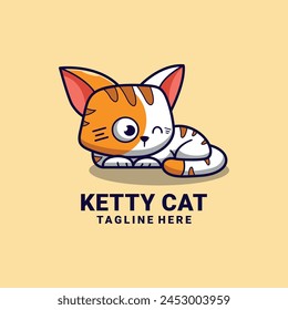 simple mascot logo ketty cat character design	
