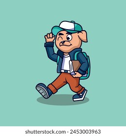 simple mascot logo pig character design	
