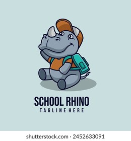 simple mascot logo rhino character design	