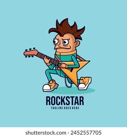 simple mascot logo rockstar character design	