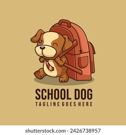 diseño de personaje de perro escolar con logotipo de mascota simple