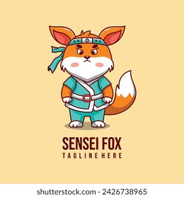 simple mascot logo sensi fox character design