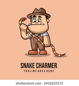 simple mascot logo snake charmer character design	