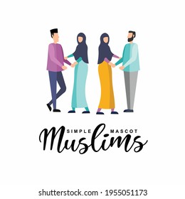 simple mascot of muslims, muslims vector