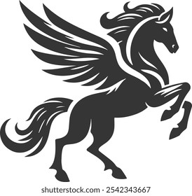 simple mascot for a Pegasus icon, sihoutte