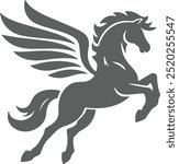 simple mascot for a pegasus, sihoutte