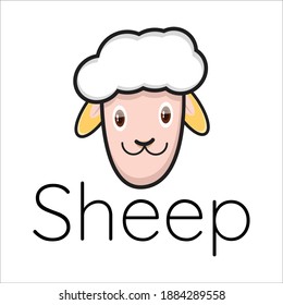 simple mascot sheep's head on white background vector