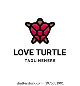 Simple Mascot Vector Logo Design of Dual Meaning Combination Love and Turtle