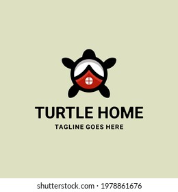Simple Mascot Vector Logo Design of Dual Meaning Combination Turtle and Home
