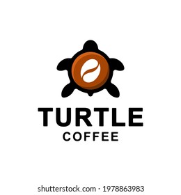 Simple Mascot Vector Logo Design of Dual Meaning Combination Turtle and Coffee