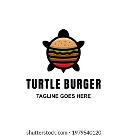Simple Mascot Vector Logo Design of Dual Meaning Combination Turtle And Burger