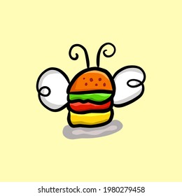 Simple Mascot Vector Logo Design of Combination Butterfly and Burgerl